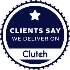 Badge with a star icon and text reading 'Clients say we deliver on Clutch'