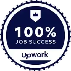 Badge with a crown icon and text reading '100% Job Success on Upwork'