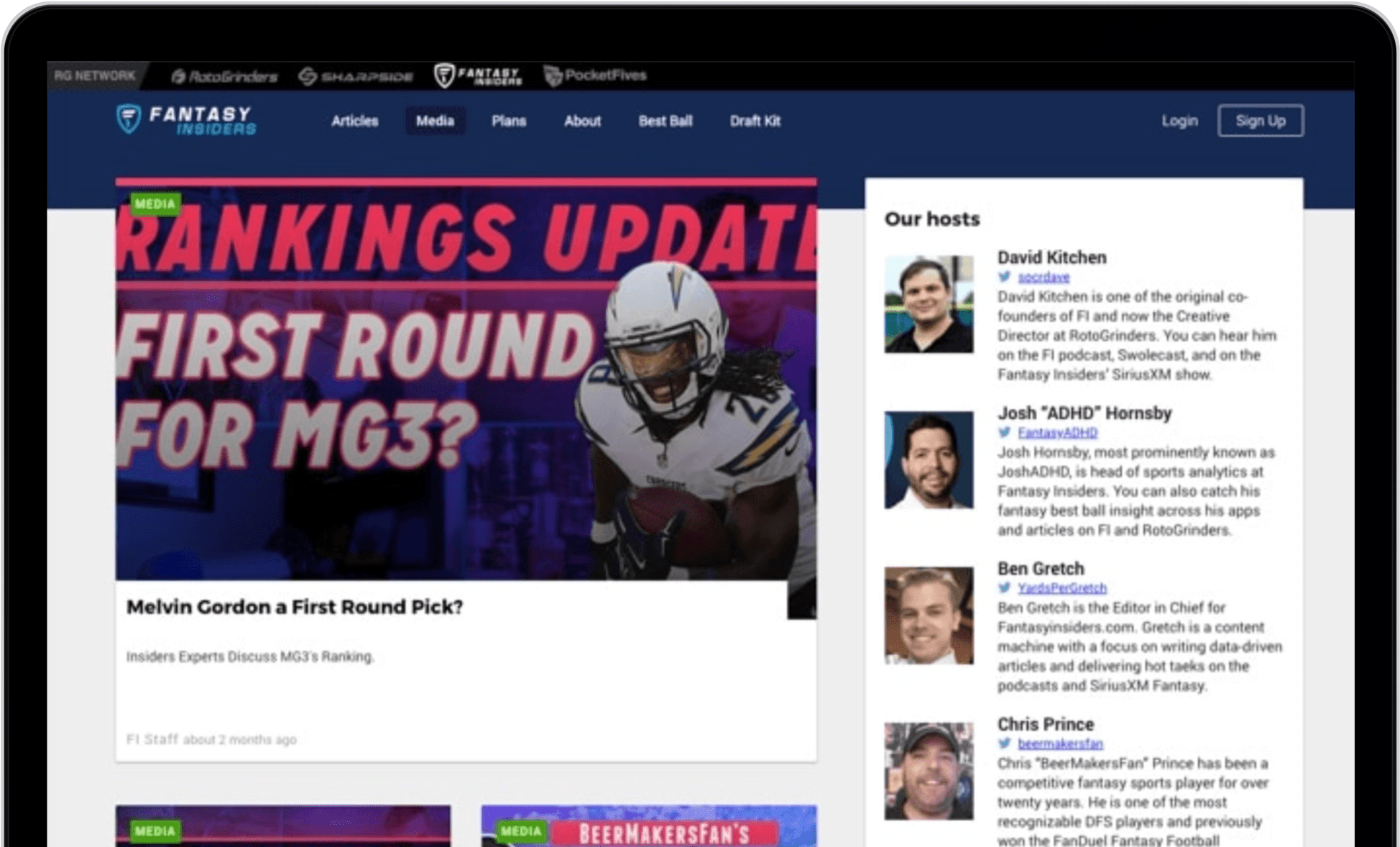 Screenshots of application FantasyInsiders